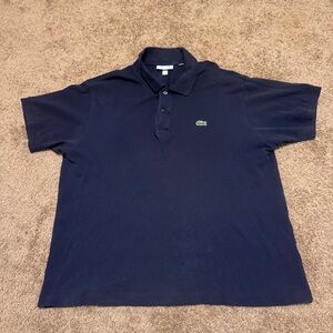 Lacoste Polo Shirt Mens XL 6 Blue Short Sleeve 1/4 Button Logo